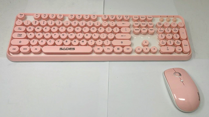 Sades V2020 Wireless Keyboard and Mouse Combo With Round Keycaps 2.4GH Pink wow