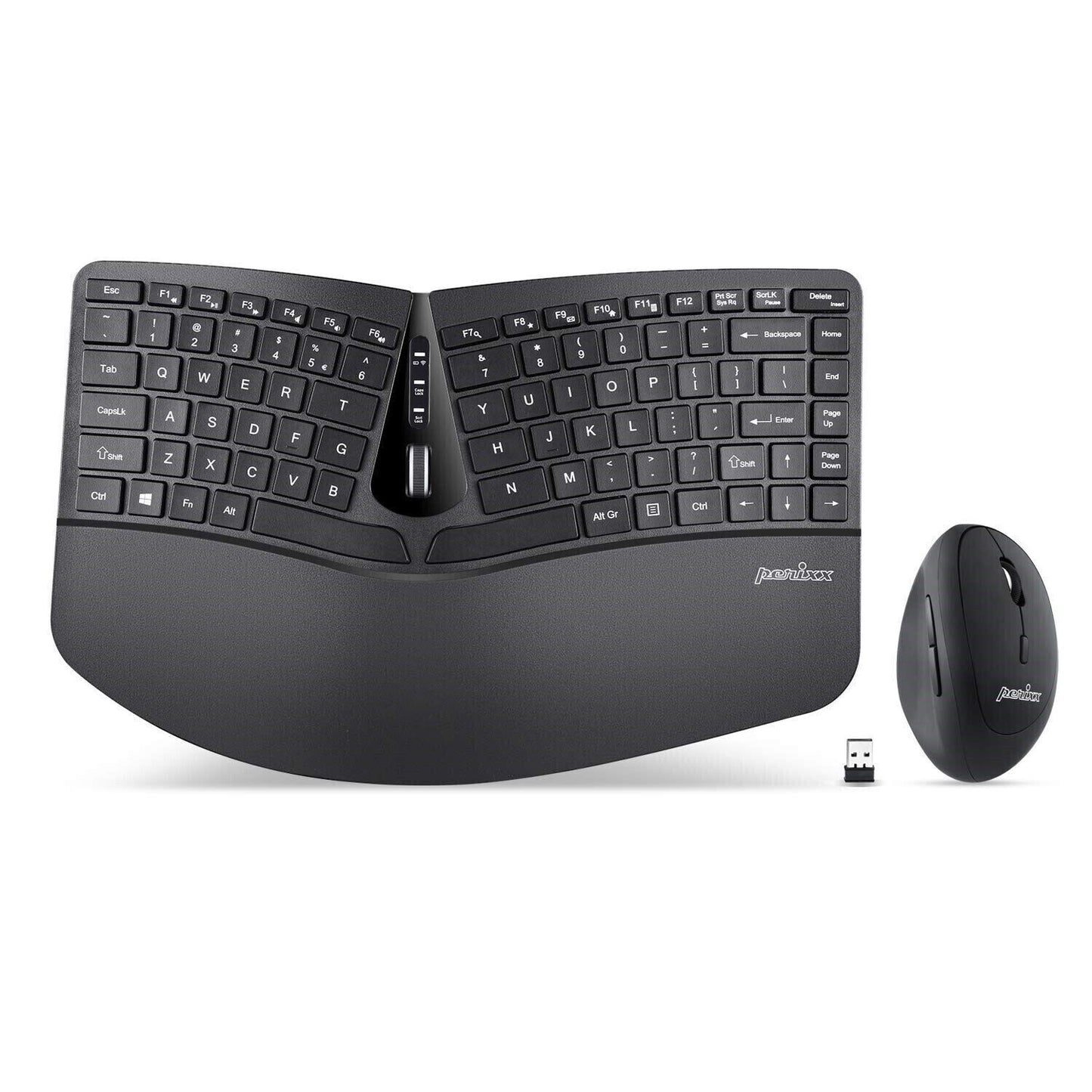 Perixx Wireless Slim Ergonomic Full Size Keyboard and Vertical Mouse Set Combo