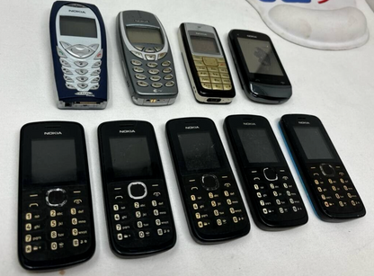 Lot of 9 Nokia Cell Phone Bar Mixed Vintage Antique 3589i 111 1112 C2-02 3360