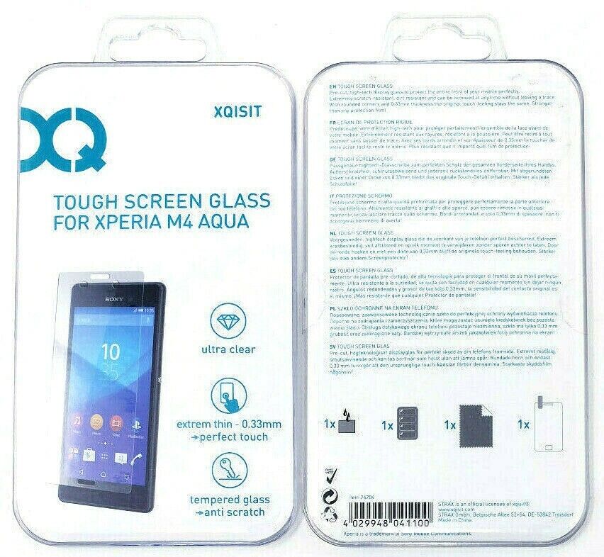 Tough Tempered Glass Screen Protector For Sony Xperia M4 Aqua Genuine XQISIT