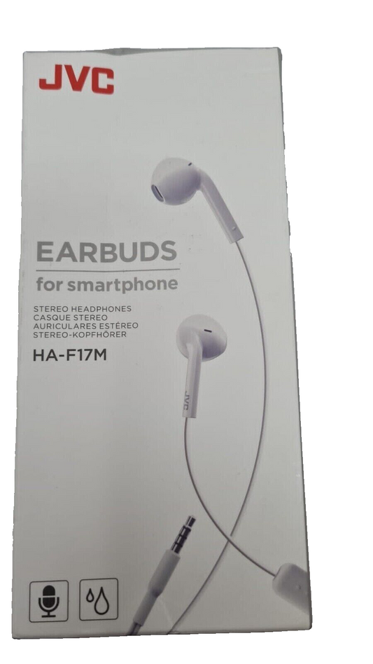 JVC Wired Earbuds HA-F17M Handsfree Stereo Earphones with Microphone White