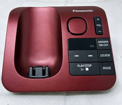 Panasonic Landline Telephone Expandable Cordless Answering Machine 2 Handset Red