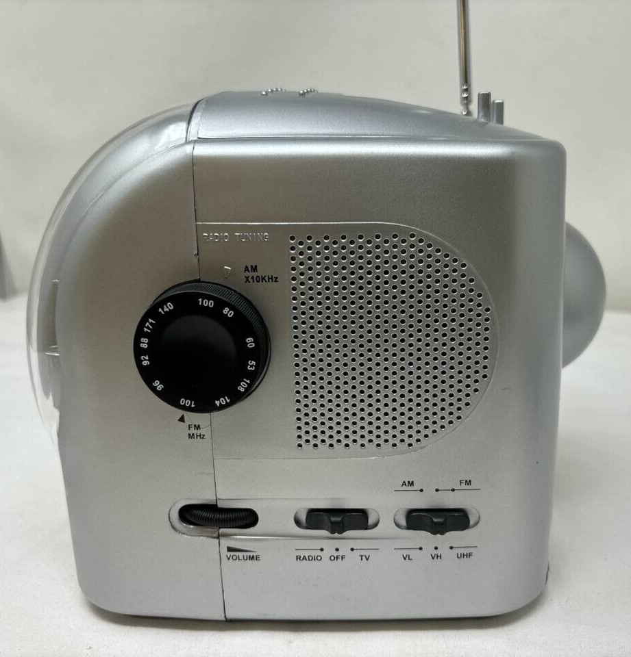 Vintage TV Radio AM FM Portable Black White 5.5"  120V Volume Control NTSC-M