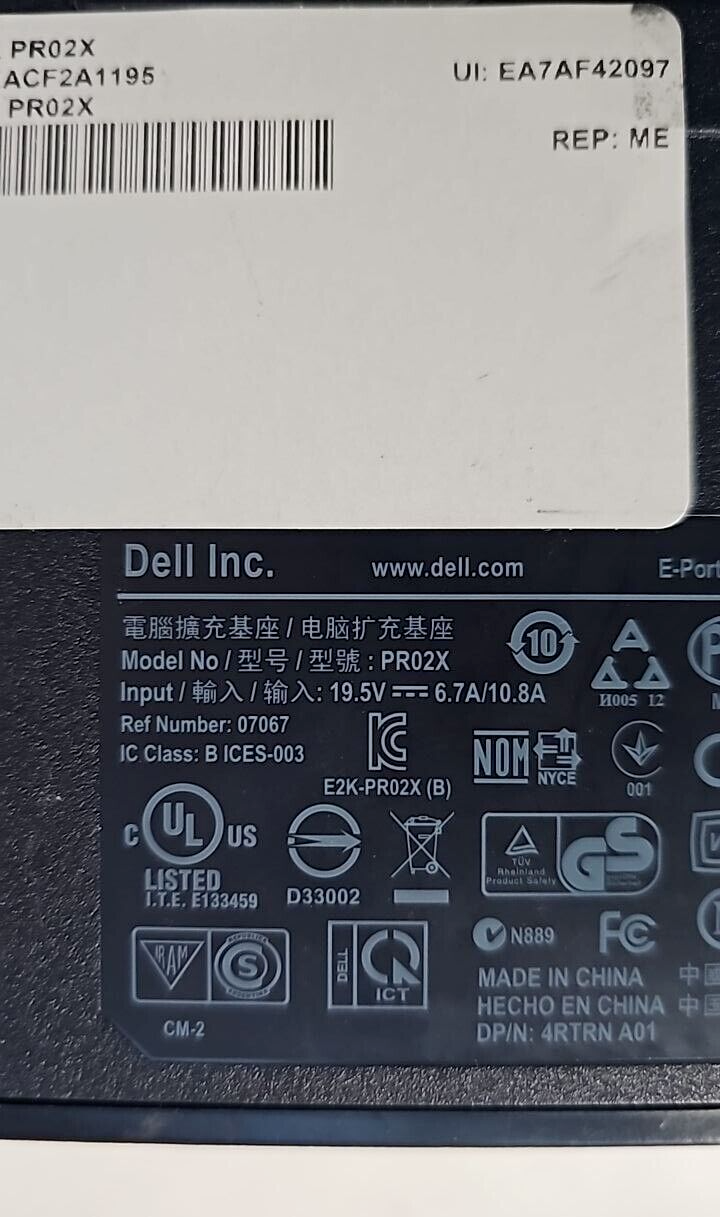 Dell E-Port Plus Dock Station Replicator Latitude Precision E7240 M6600 Laptop