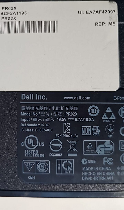 Dell E-Port Plus Dock Station Replicator Latitude Precision E7240 M6600 Laptop