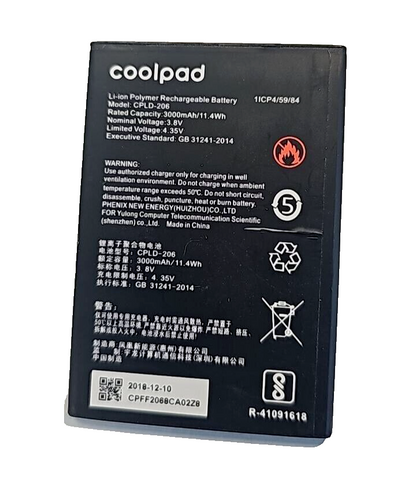 CPLD-206 Internal Battery for Coolpad Mega 5 3000mAh 3.8V Phone Replacement OEM