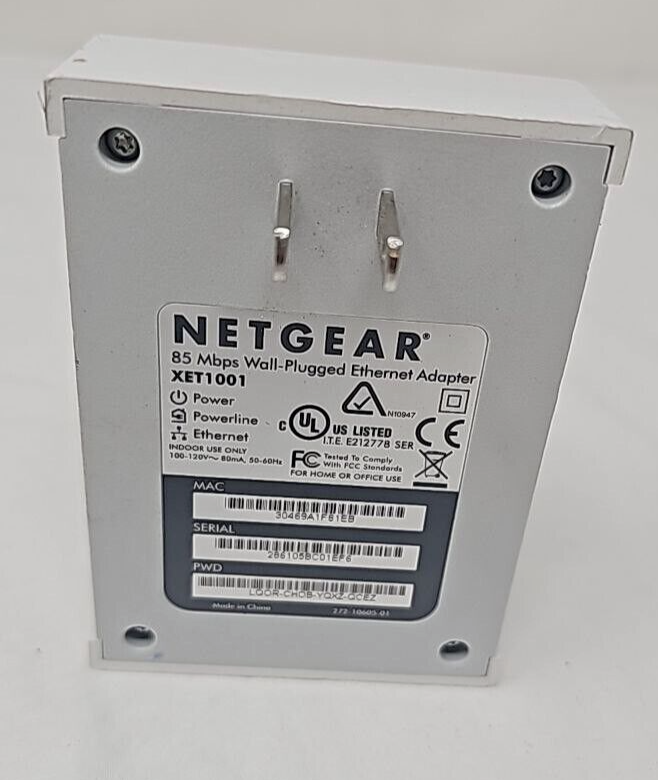 NetGear XET1001 Powerline Wall Plugged WiFi Fast Ethernet Adapter Internet Small