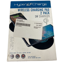 2 Pack Wireless Charging Pad 5W Power Charger Hyper Charge Qi Round Black Kit