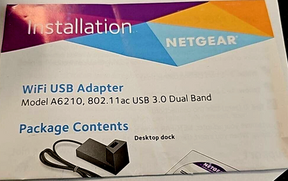 Netgear A6210 USB WiFi Adapter Wired Dual Band for Desktop AC1200 PC Black