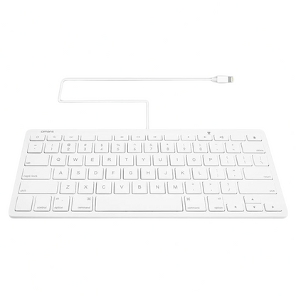 Omars MFI Wired Lightning Keyboard White for Apple iPhone iPad iPod Touch