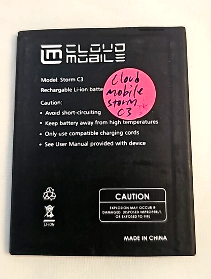 Battery for Cloud Mobile Storm C3 2000mAh OEM Replacement Phone Li-Ion