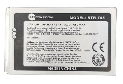 Battery For UTStarcom Audivox BTR-708 OEM Replacement Internal Part 3.7V 650mAh