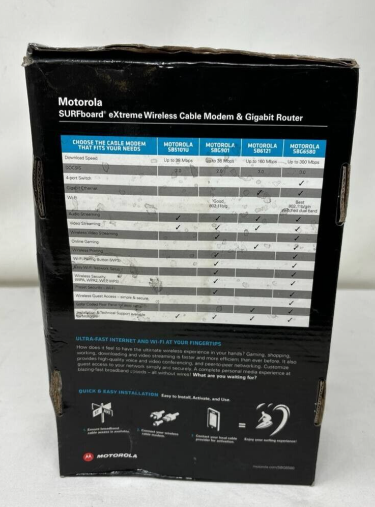 Motorola SBG6580 Arris Surfboard Cable Modem WiFi Router Dual Band DOCSIS 3.0