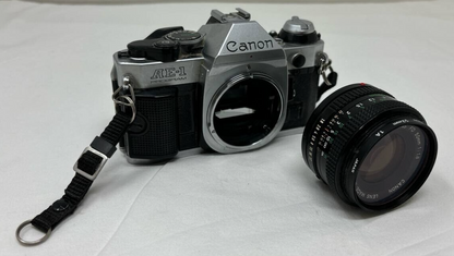 Canon AE-1 Film Camera 35mm Manual Focus SLR with 50mm 1:1.8 Lens Auto Exposure