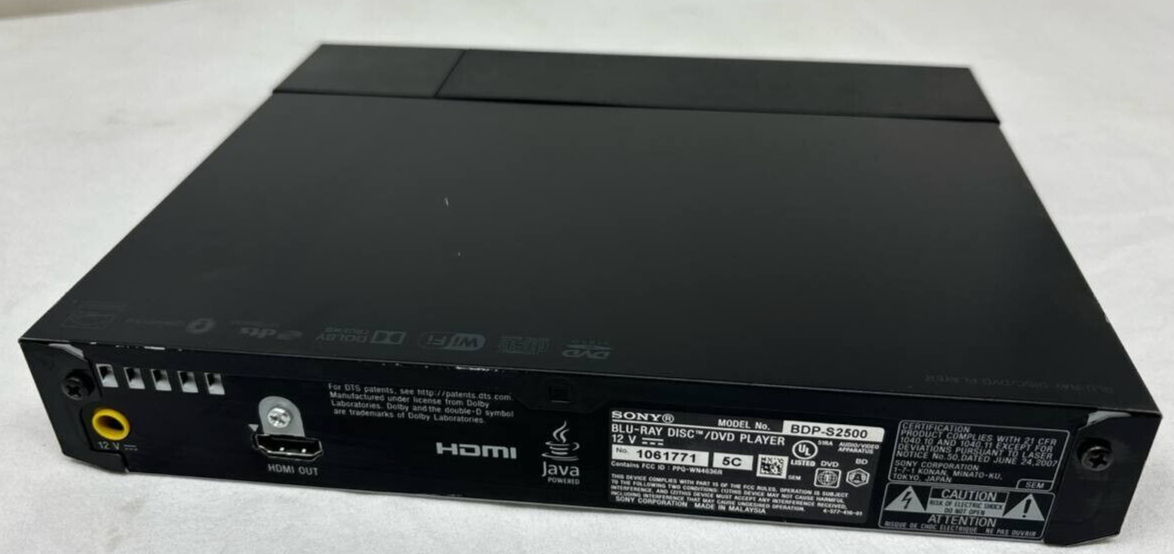 Sony BDP-S2500 CD DVD Blu-Ray Player WiFi HDMI Dolby Digital HD Stream READ