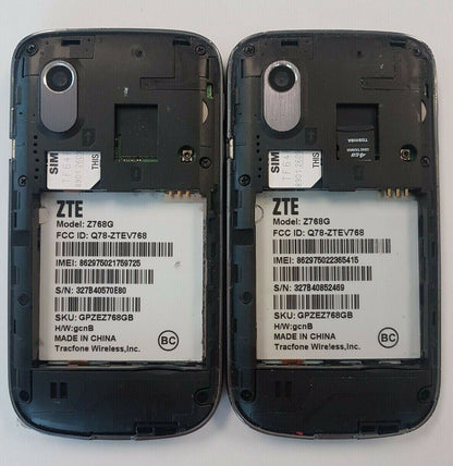 2 Lot ZTE Concord Z768g Z768 GSM Smartphone Android  Tracfone Locked Tested Used