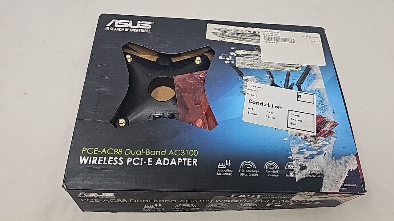 Asus Wireless WiFi PCIe Adapter Dual Band 4 Antenna AC3100 Long Range High Power