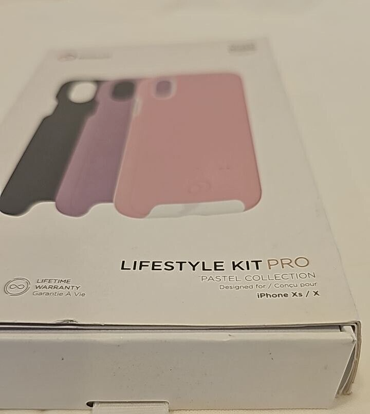 Nimbus9 LifeStyle Kit Case 3 Pack for iPhone XS X Pastel Pink Purple Black Cover