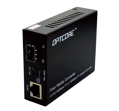 Optcore Media Converter 10/100/1000BASE-T Gigabit Ethernet Switch to SFP Fiber