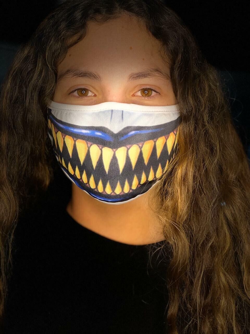 Reusable Face Mask Shark teeth Metallic Creepy Scary Real Look Light Revers