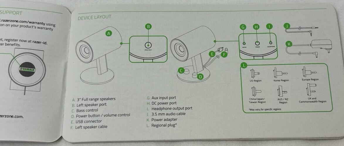 Power AC Adapter Supply for Razer Nommo Chroma 2.0 Speakers RZ05-0246