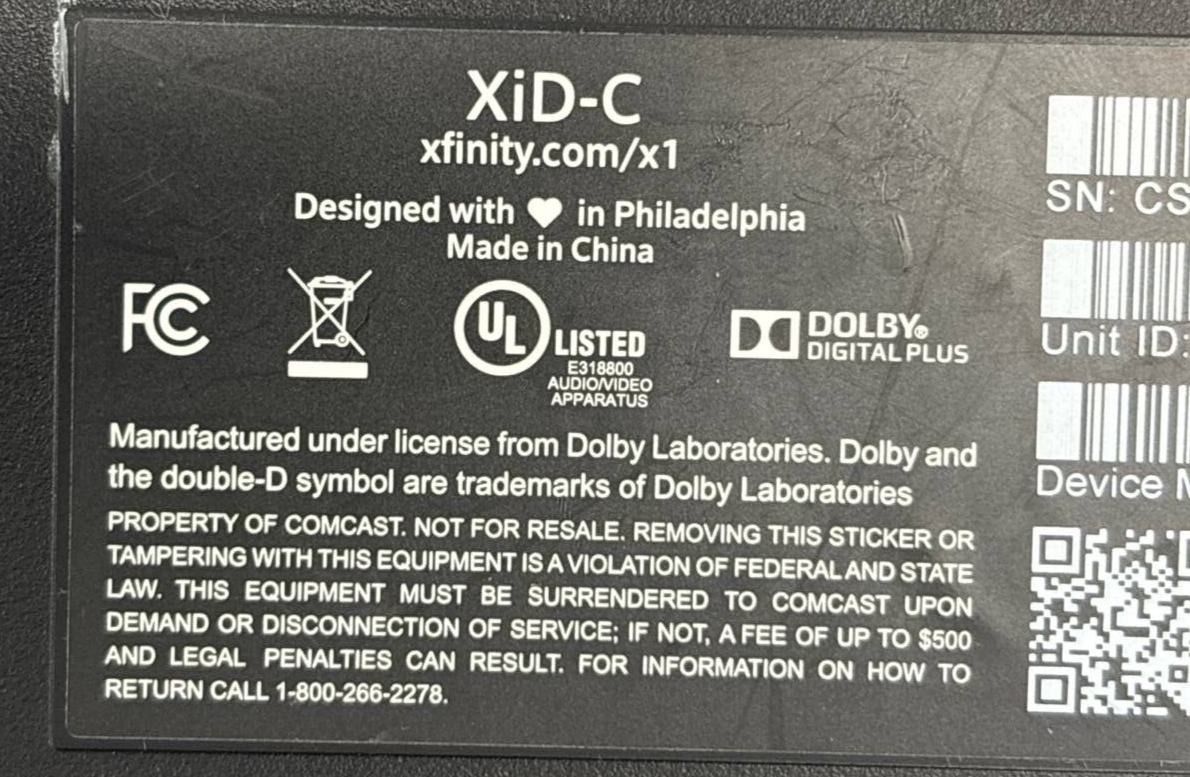 Xfinity Cisco XiD-C Comcast Set Top Cable Box HDMI Ultra HD Media Streaming