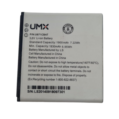 Battery U671CBAT For Unimax UMX PCD U671 3.8v 1900mAh Original OEM V671 White