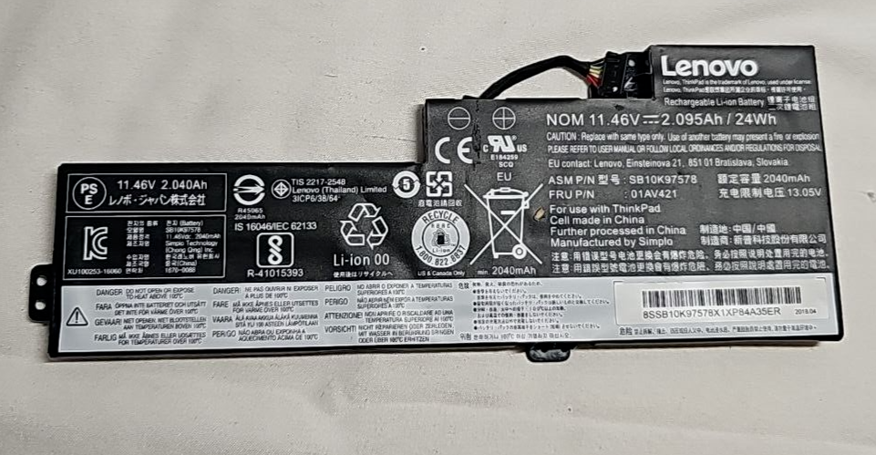 Lenovo Rechargeable Li-Ion Laptop Battery for Lenovo ThinkPad T470 T480 A475