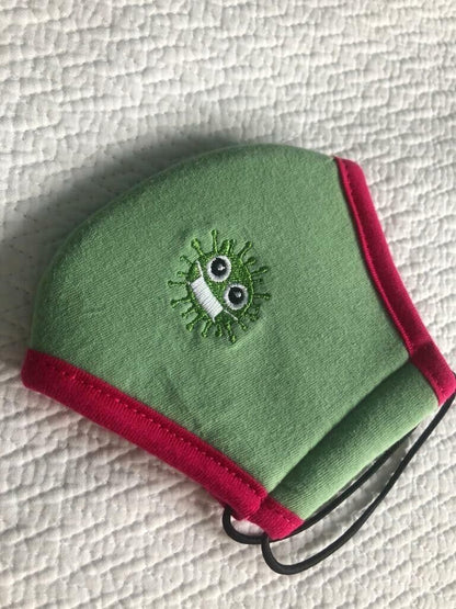 Unisex Light Green Red Protective Face Mask For Kids Washable Mouth Cover
