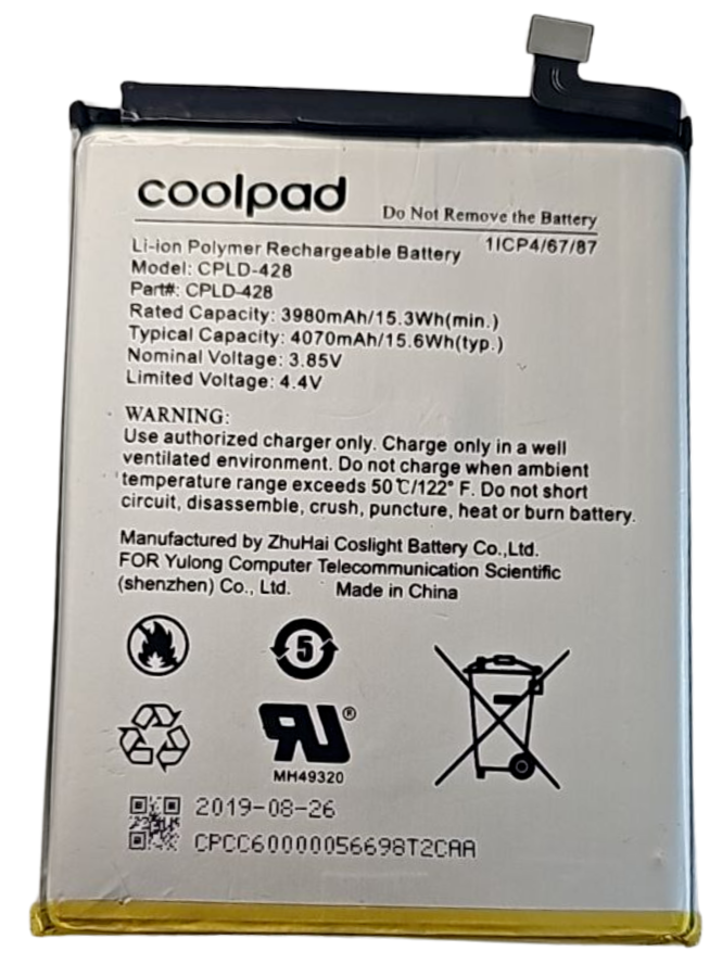 Coolpad CPLD-428 Phone Battery Replacement 4070mAh 4.4V for Legacy CP3705A OEM