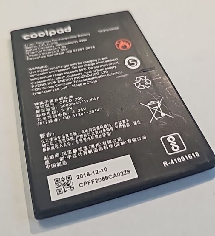 CPLD-206 Internal Battery for Coolpad Mega 5 3000mAh 3.8V Phone Replacement OEM