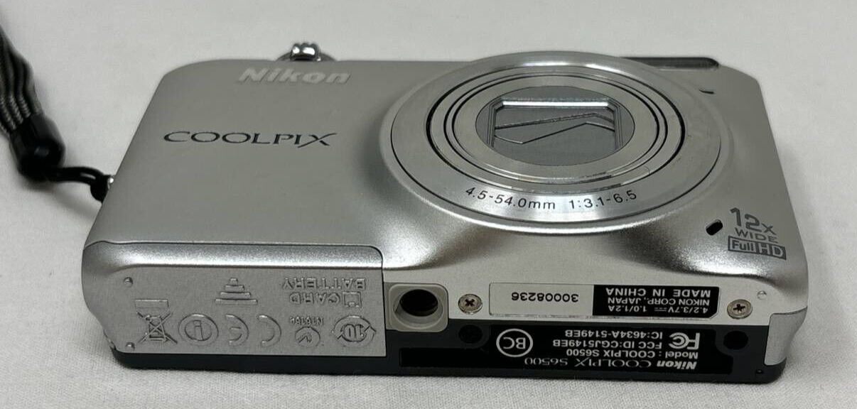 Nikon Coolpix S6500 16 MP Digital Camera 12x Optical Zoom Built In WiFi Silver