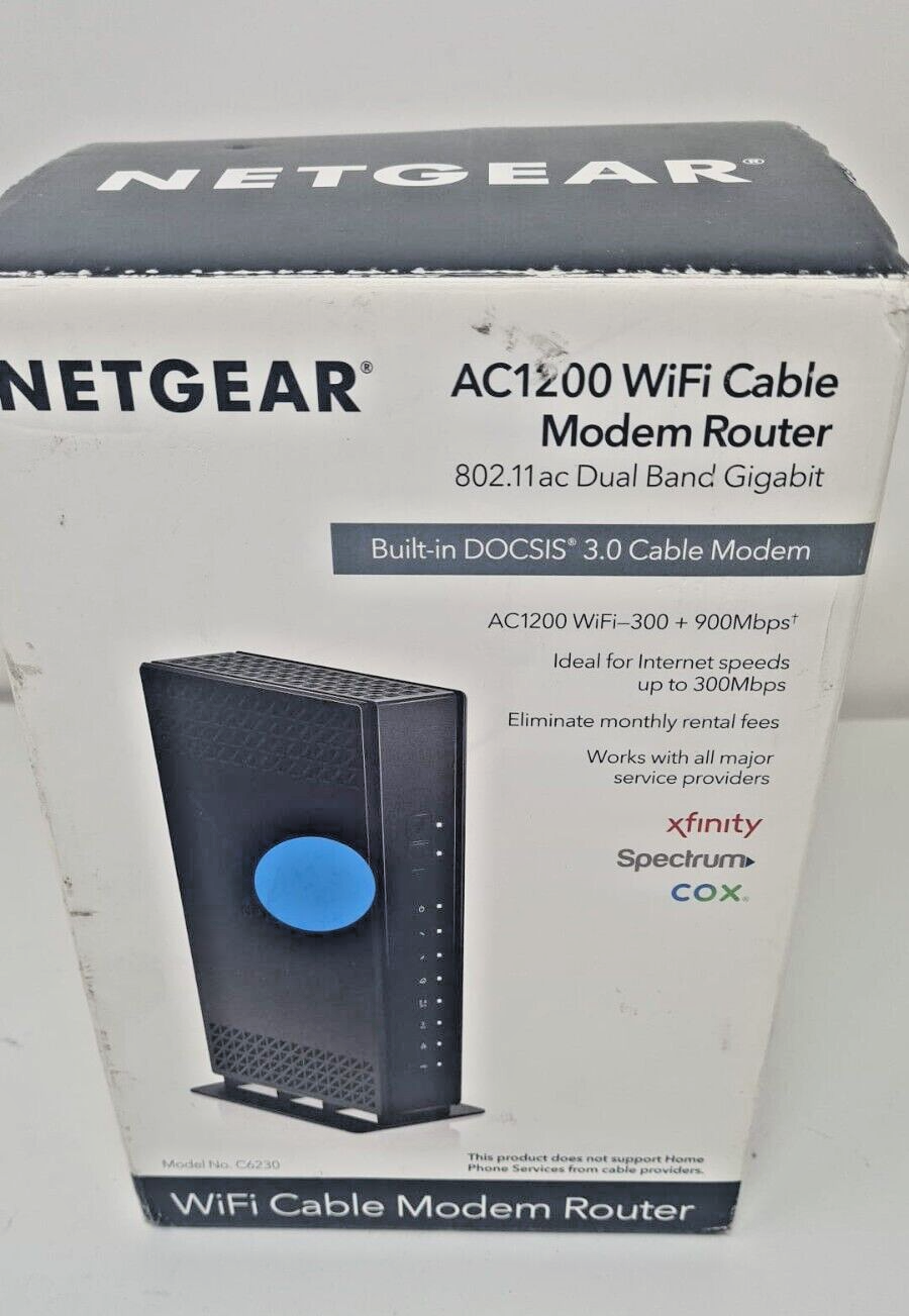 Netgear C6230 WiFi Cable Modem Router 2 in 1 Dual Band AC1200 Gigabit Dosis 3.0