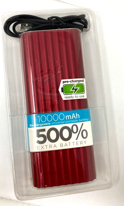 iHome Rechargeable External Portable Battery Charger Power Bank 10000 mAh Red