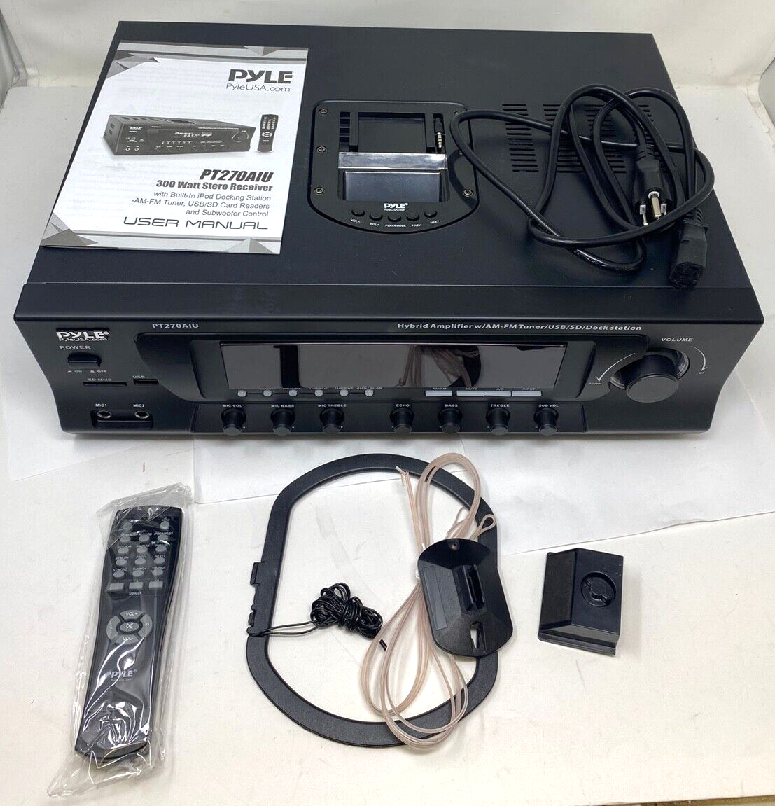 Pyle Pro Home Amplifier Receiver Stereo AM FM USB SD Subwoofer Control 300W OEM