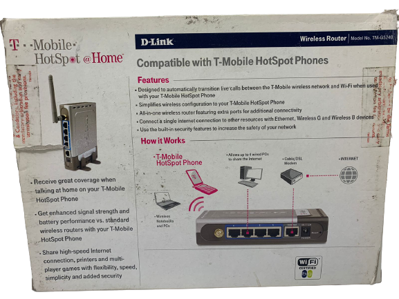 D-Link TM-G5240 54Mbps Wireless LAN 4-Port Router T-Mobile Hotspot RJ-45 Genuine