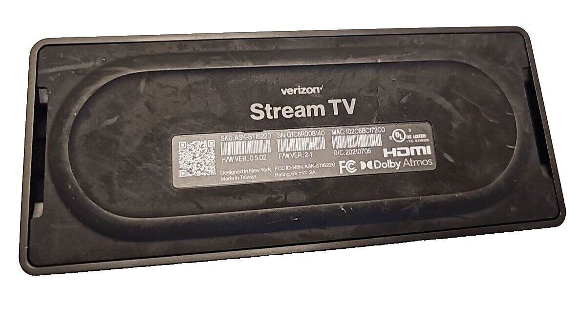 Verizon Stream TV Android Dolby Digital Atmos 4K WiFi Bluetooth HDMI USB