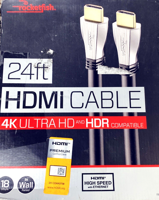 Rocketfish RF-HG24501 24 ft 4K Ultra HD HDR In-Wall Rated HDMI Premium Black