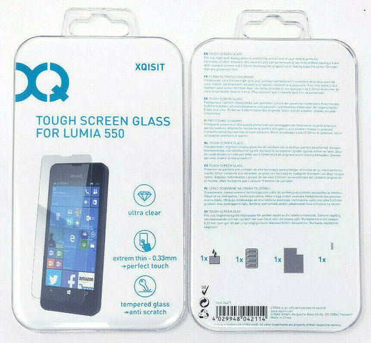 Tough Tempered Glass Screen Protector For Nokia Lumia 550 Genuine XQISIT Front