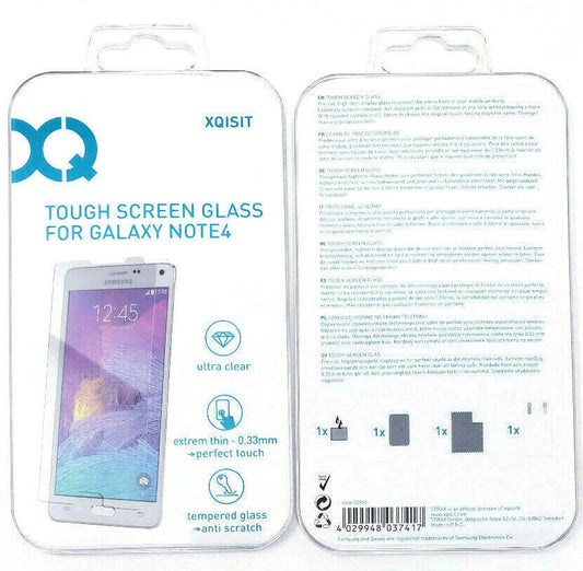 Tough Tempered Glass Screen Protector For Samsung Galaxy Note 4 N910 XQISIT